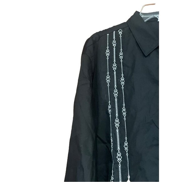 Mens Rockabilly Shirt Black Contrast White Stitching 2XL Hot Rod Bowling Swinger - Picture 2 of 7